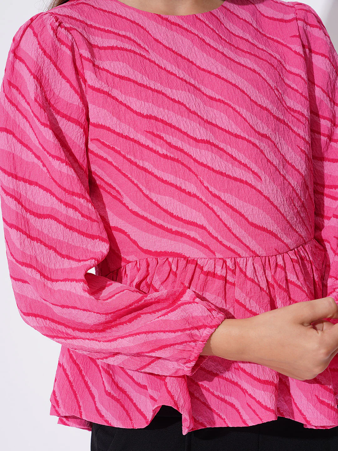 Girls Pink Printed Knit Top - Image 4