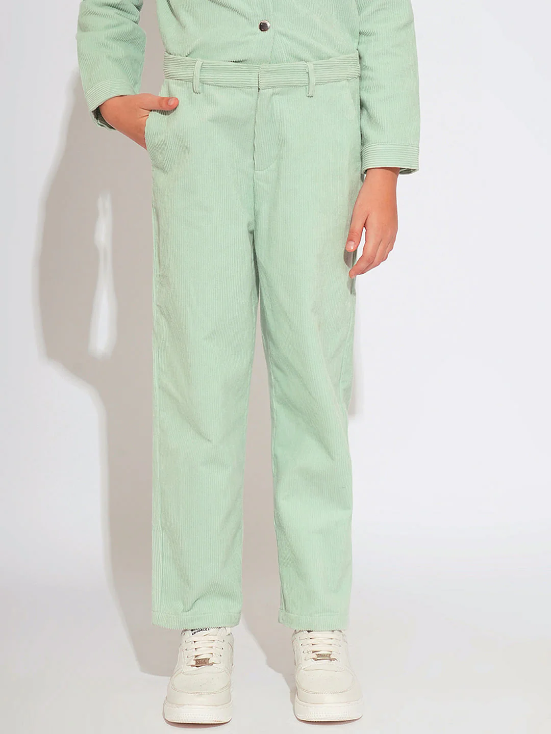 Girls Light Green Corduory Co-Ord Set Pant - Image 2