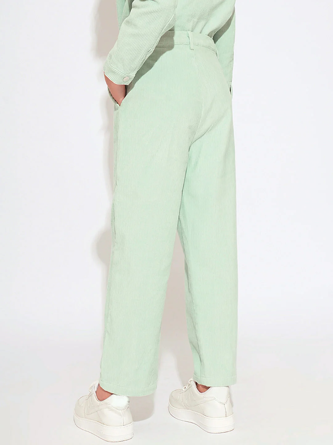 Girls Light Green Corduory Co-Ord Set Pant - Image 3