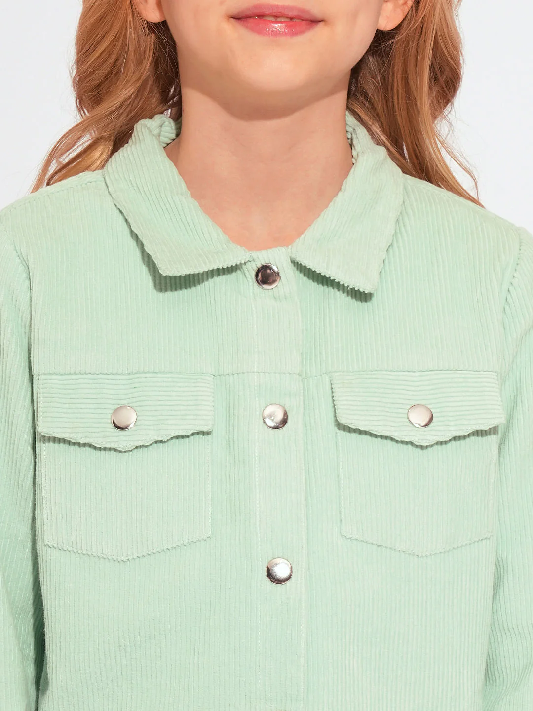 Girls Light Green Corduroy Co-Ord Set Shacket - Image 4