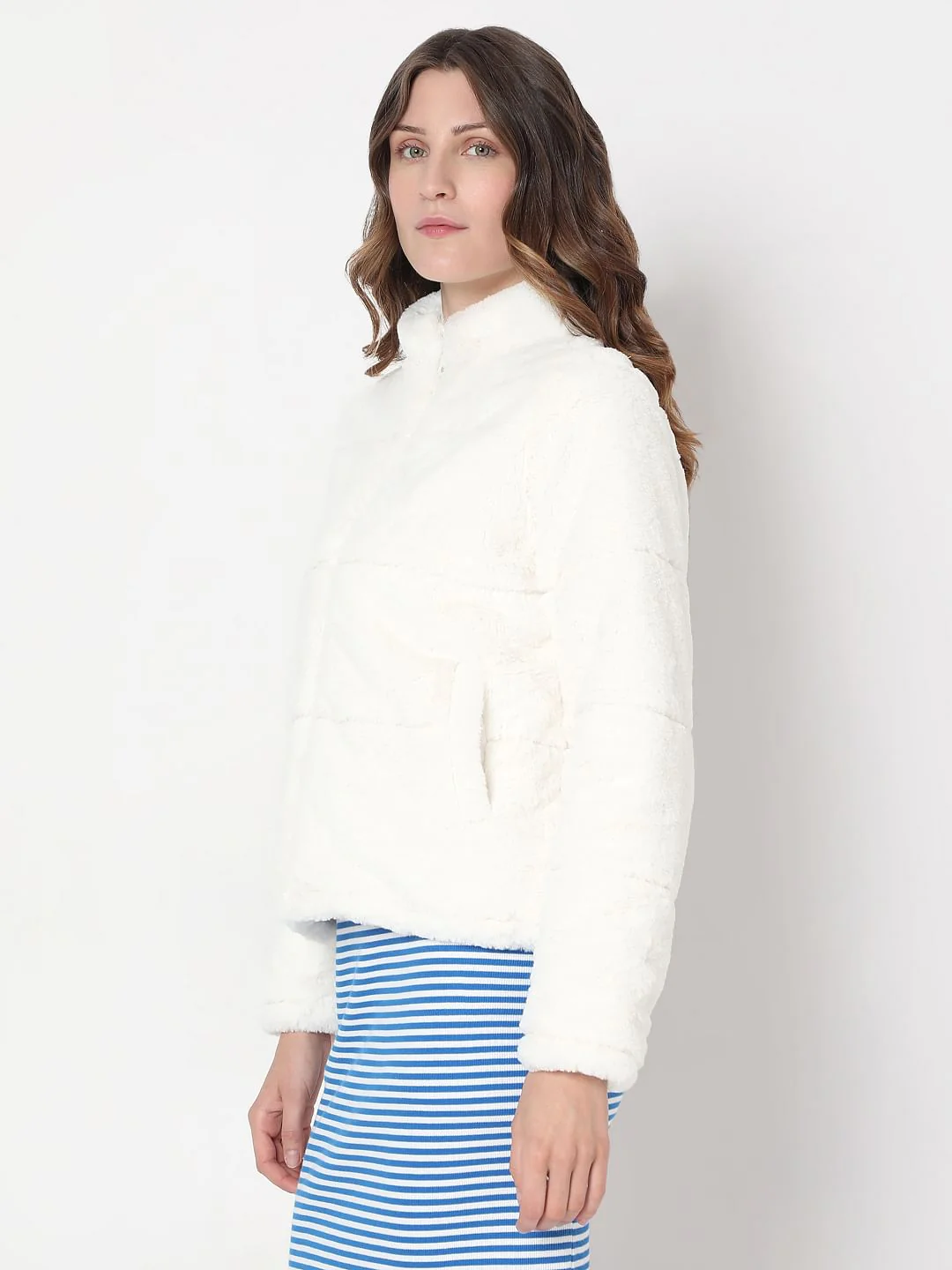 Off-White Faux Fur Jacket - Image 3