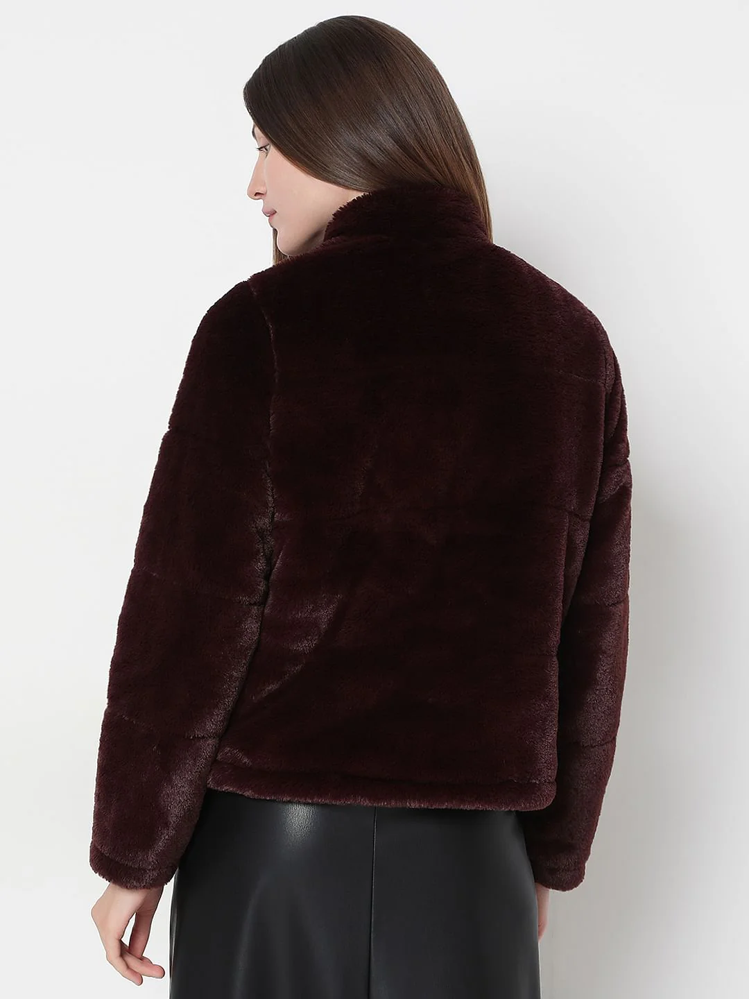 Chocolate Brown Faux Fur Short Jacket - Image 4