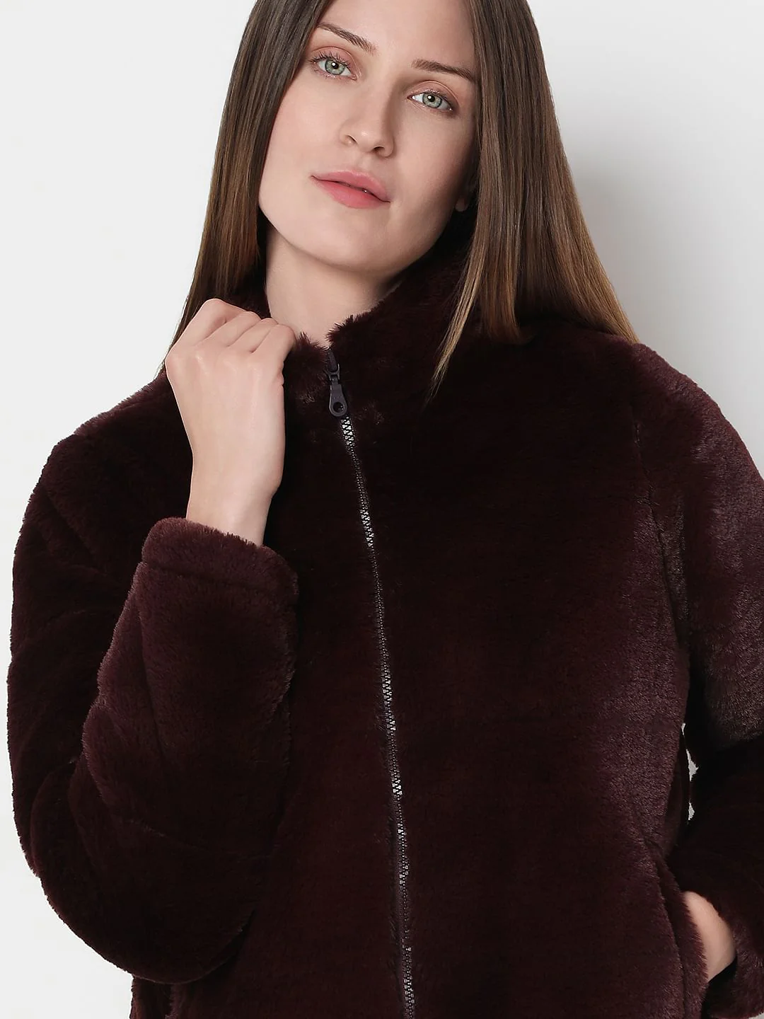Chocolate Brown Faux Fur Short Jacket - Image 6
