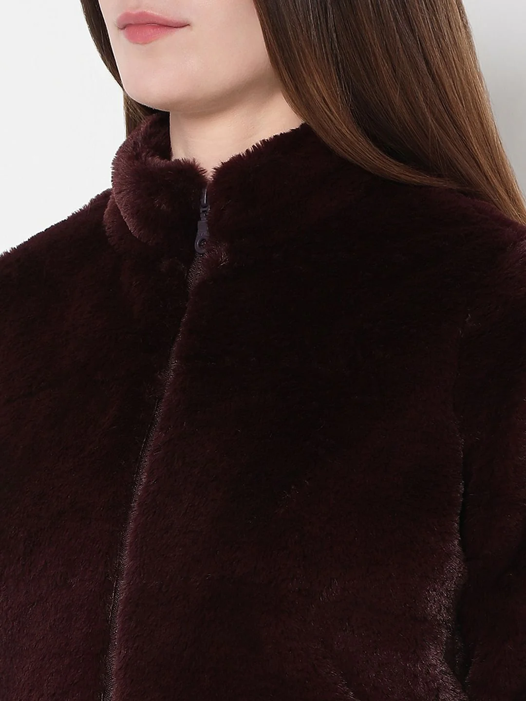 Chocolate Brown Faux Fur Short Jacket - Image 8