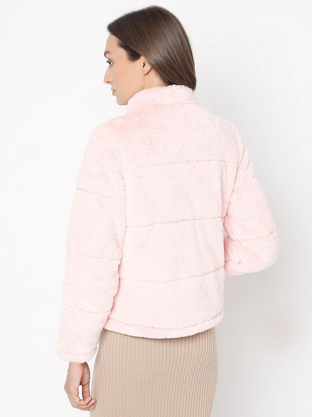 Light Pink Faux Fur Short Jacket - Image 4