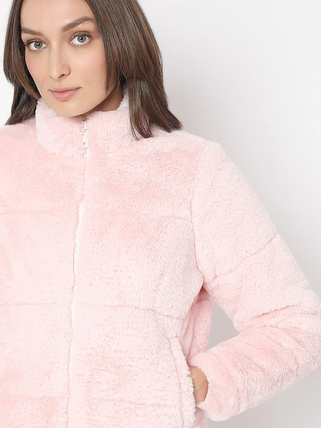 Light Pink Faux Fur Short Jacket - Image 6