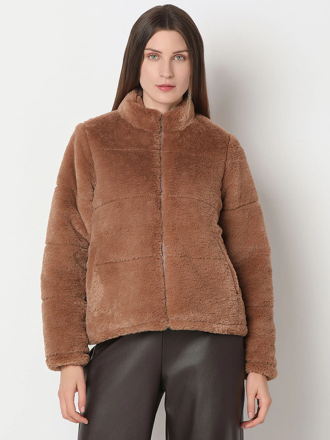 Light Brown Faux Fur Jacket - Image 2