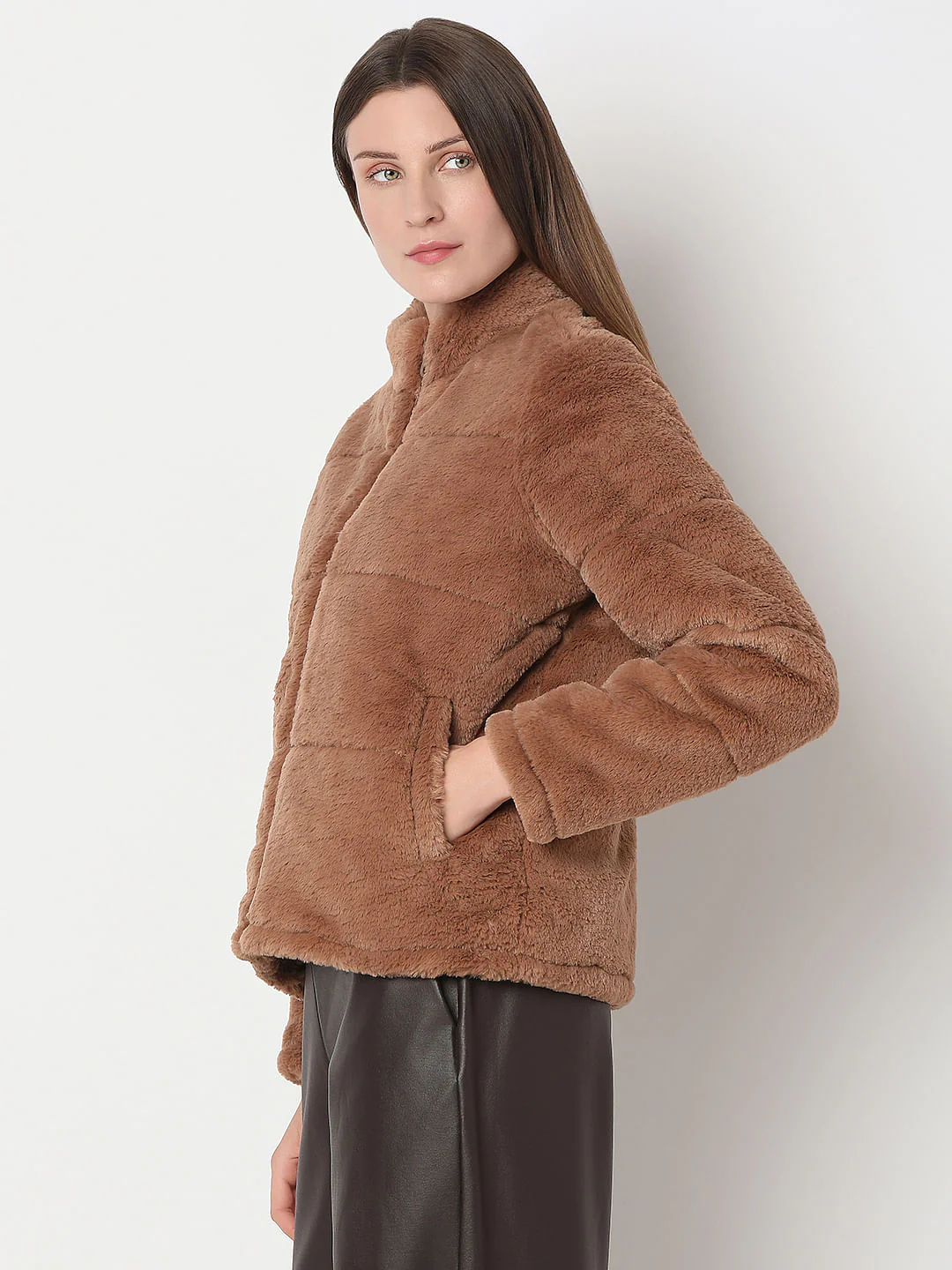 Light Brown Faux Fur Jacket - Image 3