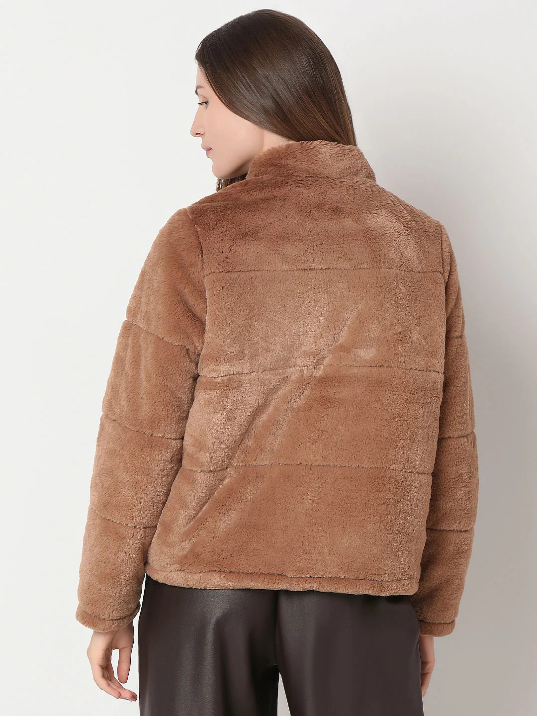 Light Brown Faux Fur Jacket - Image 4