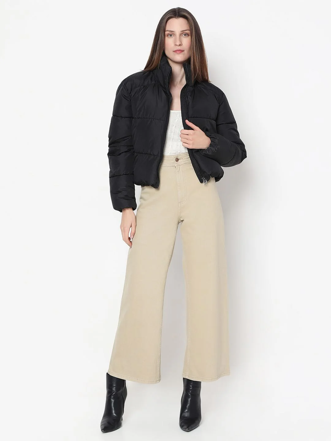 Black High Neck Puffer Jacket - Image 5