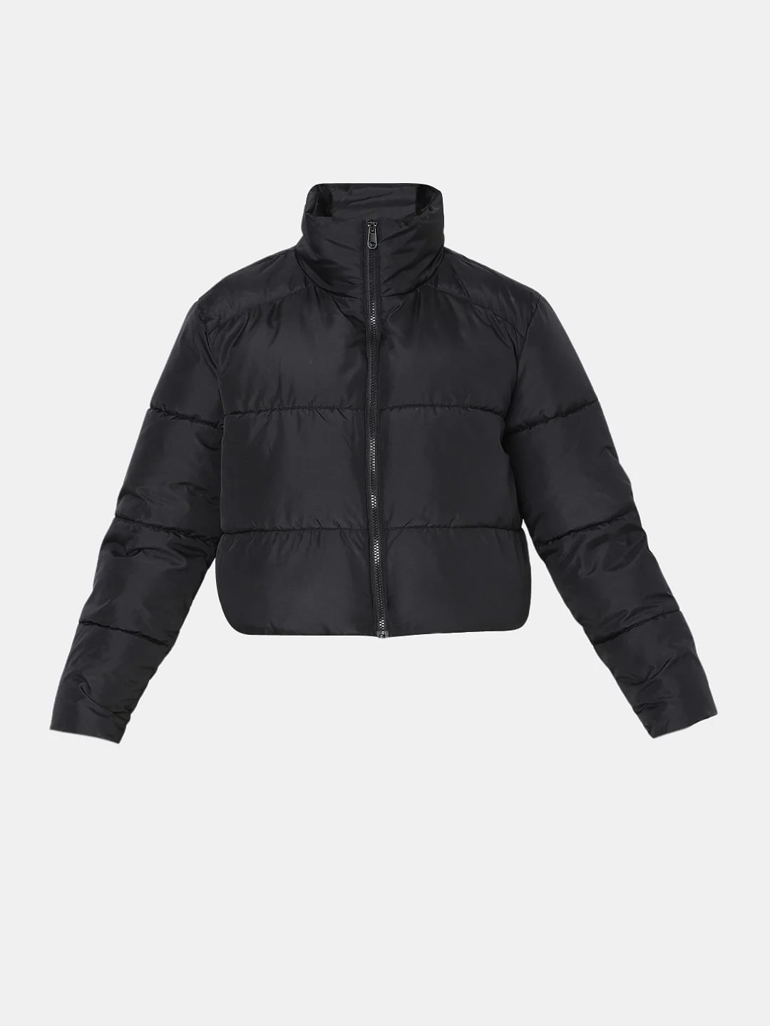 Black High Neck Puffer Jacket - Image 7