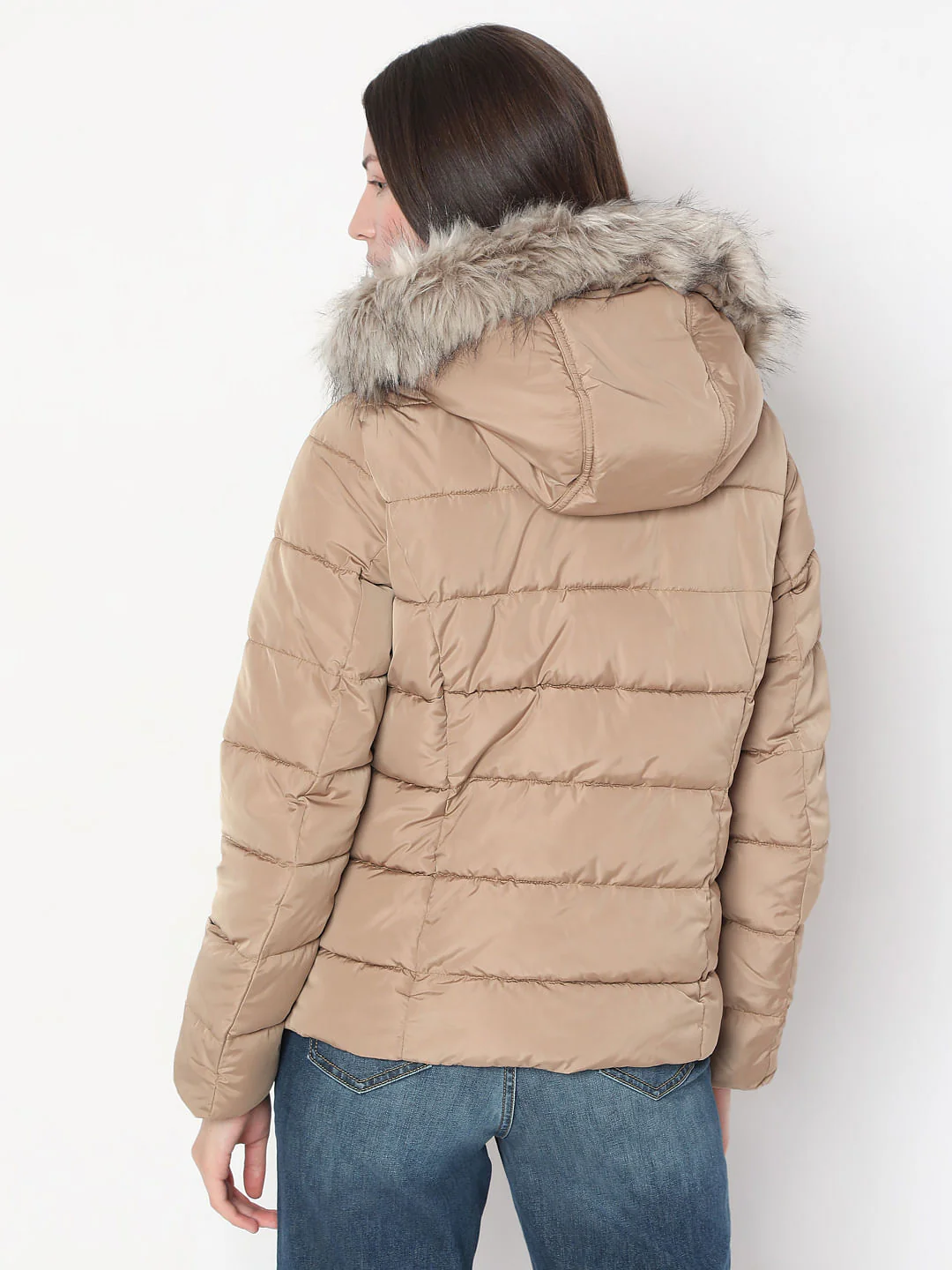 Brown Fur Hooded Puffer Jacket - Image 4