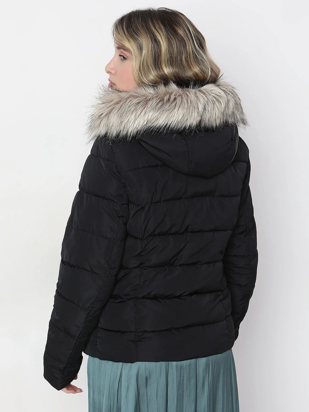 Black Fur Hooded Jacket - Image 4
