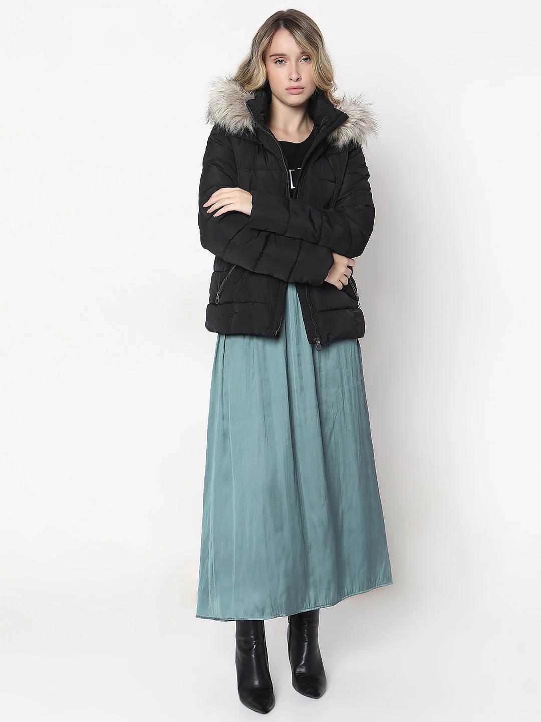 Black Fur Hooded Jacket - Image 5