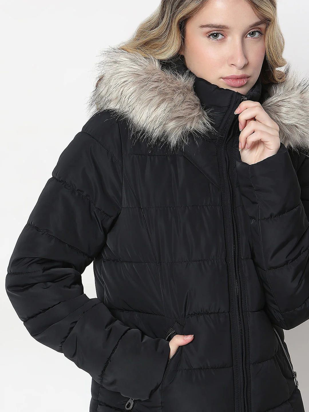 Black Fur Hooded Jacket - Image 6