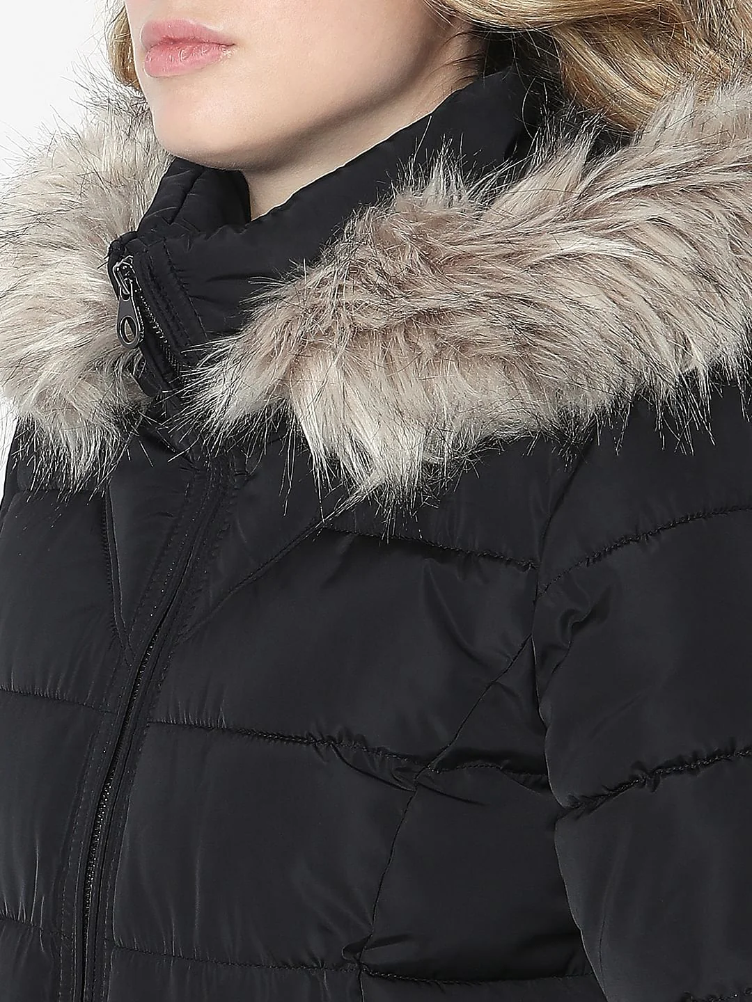 Black Fur Hooded Jacket - Image 8