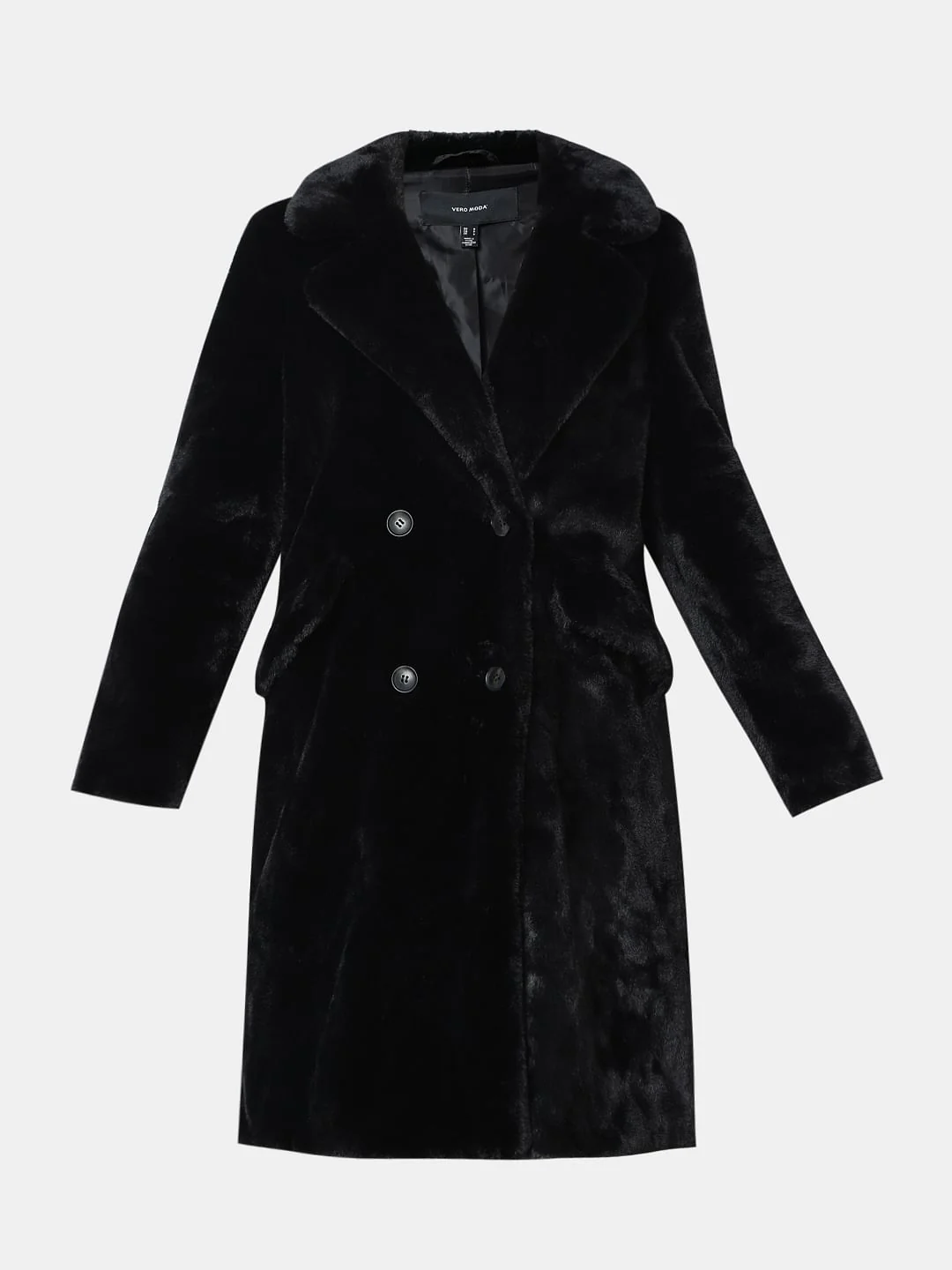 Black Faux Fur Long Coat - Image 7