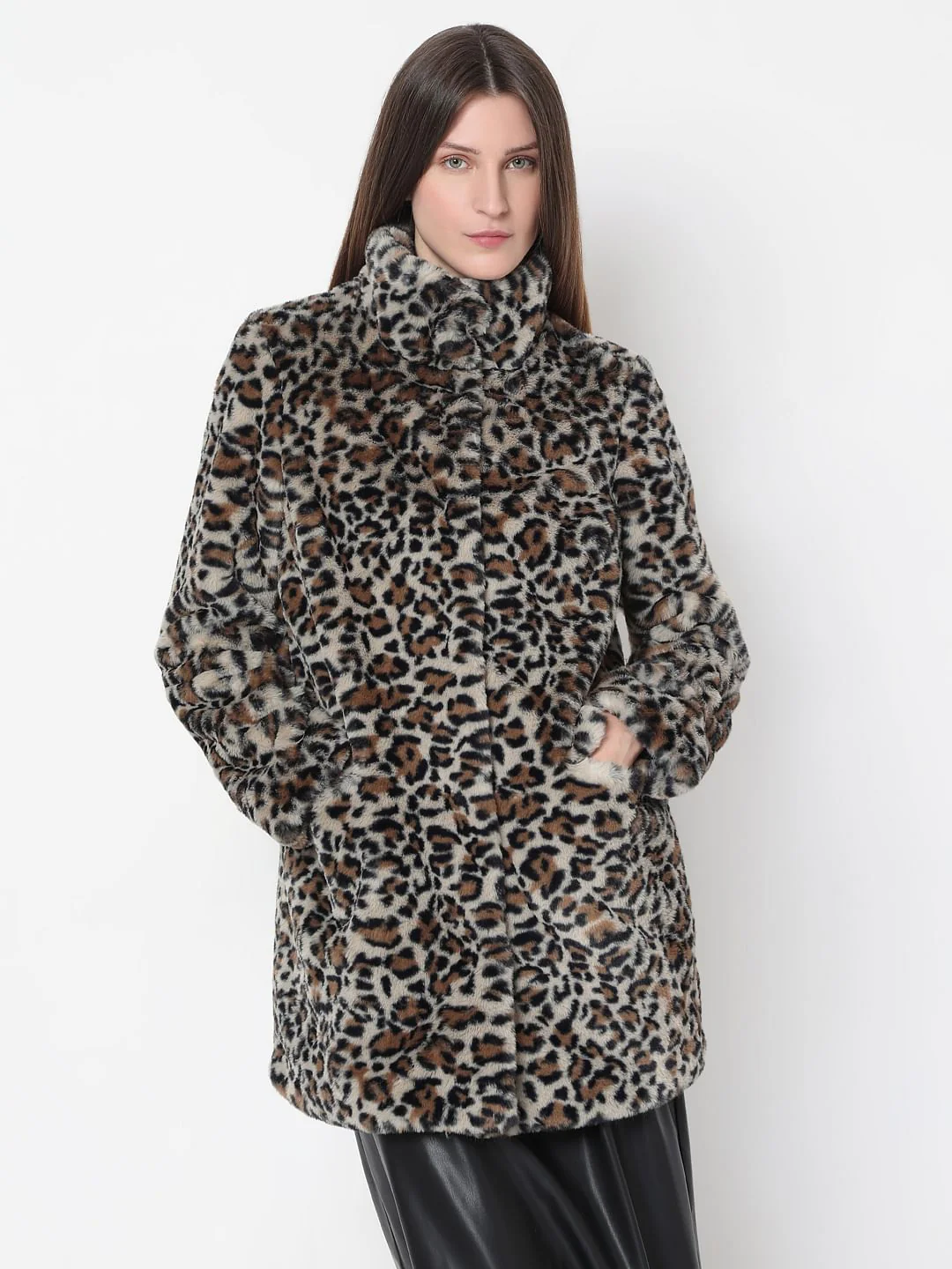 Brown Animal Print Faux Fur Jacket - Image 2