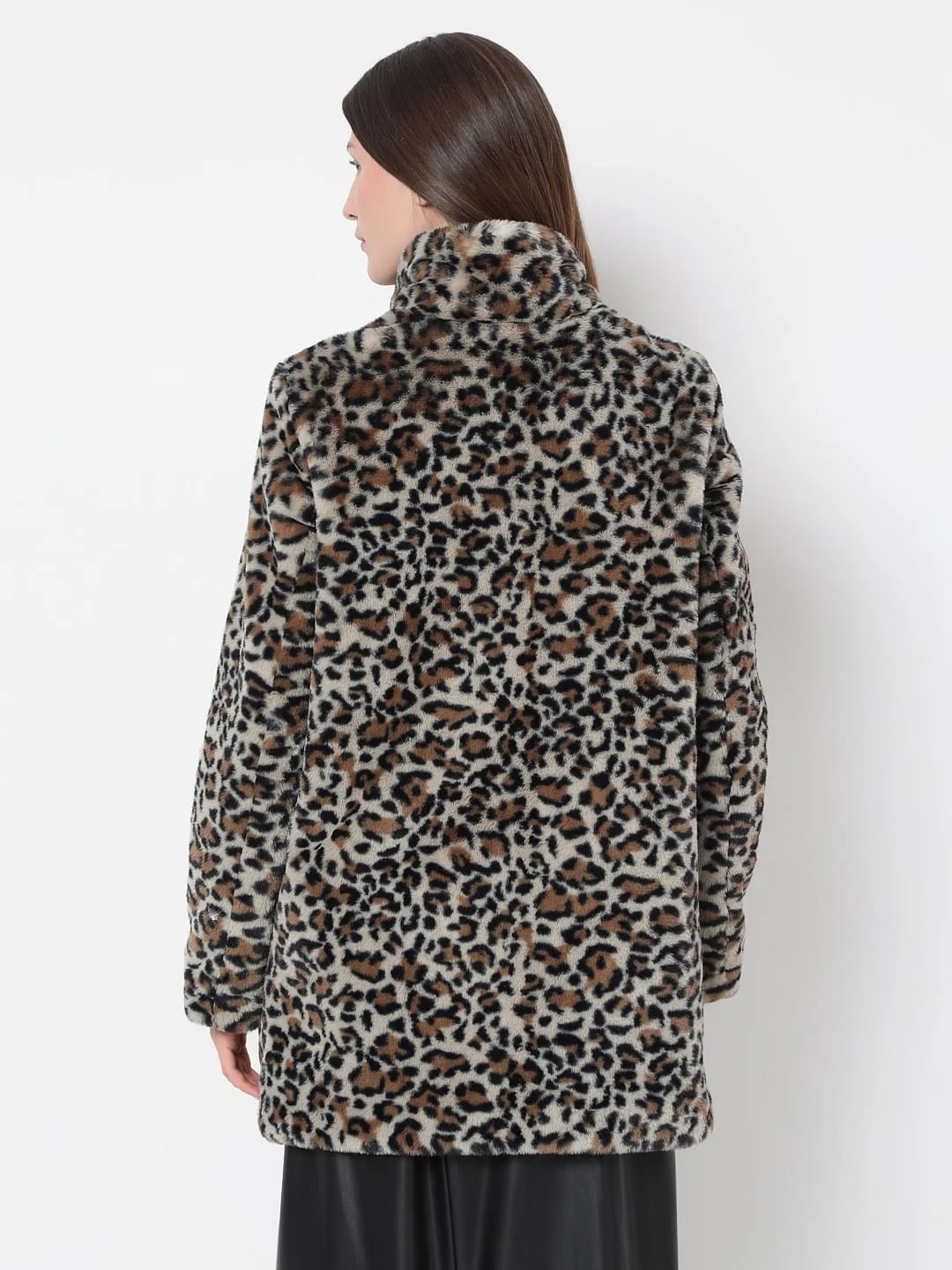 Brown Animal Print Faux Fur Jacket - Image 4