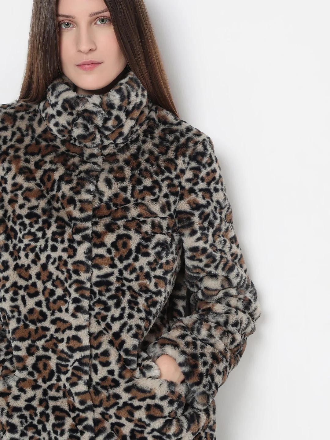 Brown Animal Print Faux Fur Jacket - Image 6