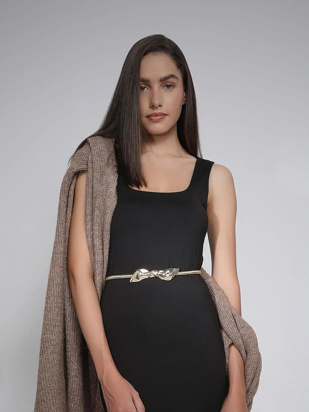 Golden Metal Elastic Dress Belt