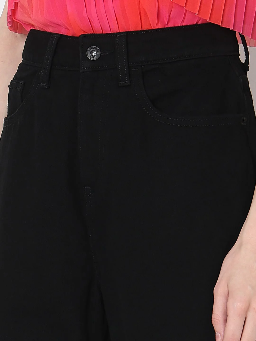 Black High Rise Mom Jeans - Image 8