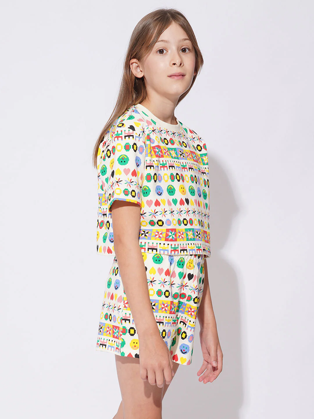 Girls White Printed Co-Ord Set T-Shirt - Image 2