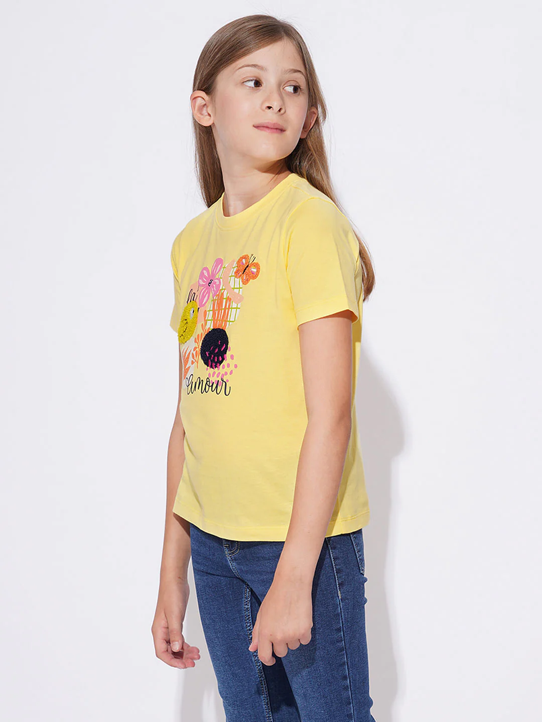 Girls Yellow Graphic Print T-Shirt - Image 2