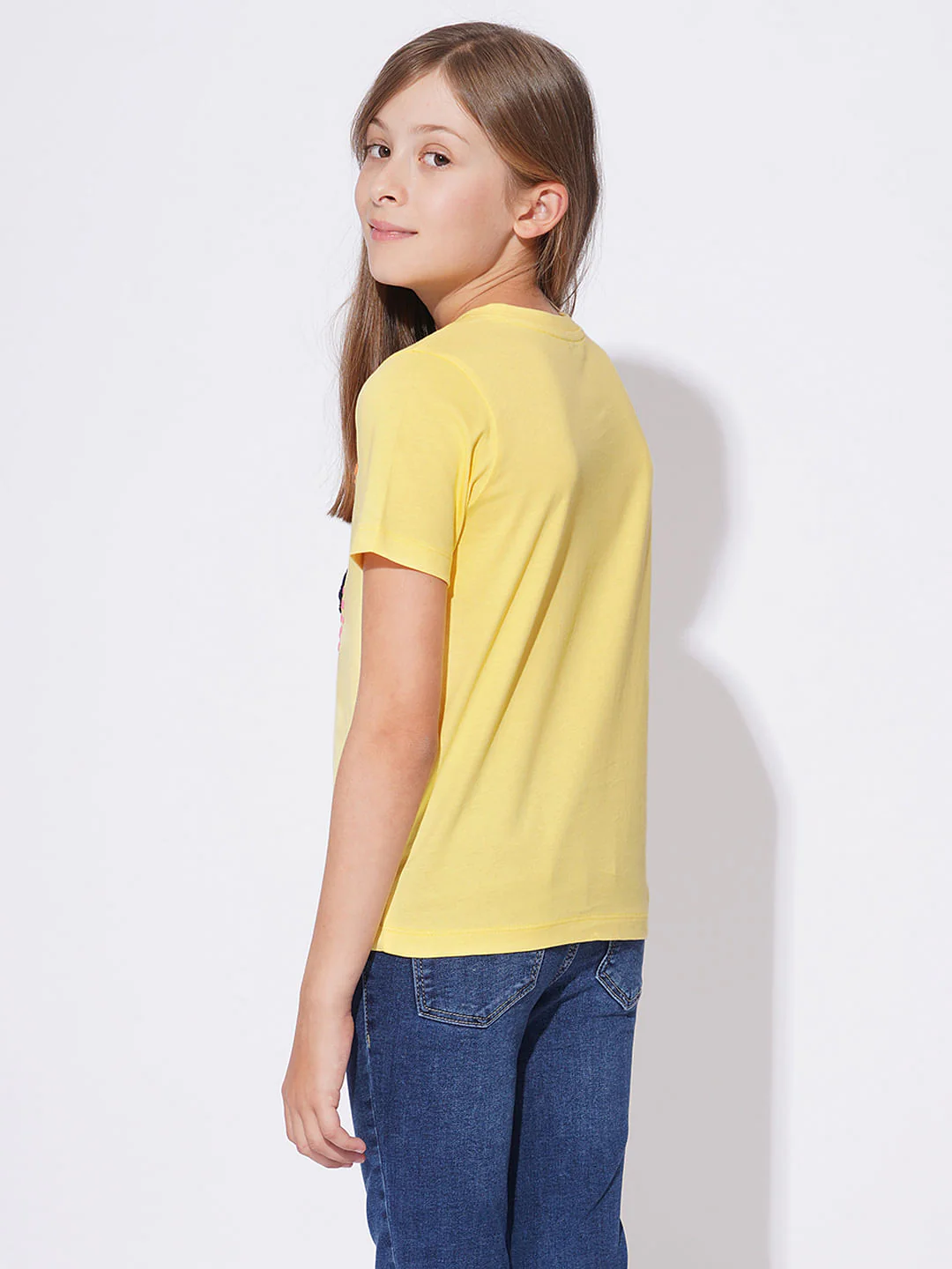 Girls Yellow Graphic Print T-Shirt - Image 3