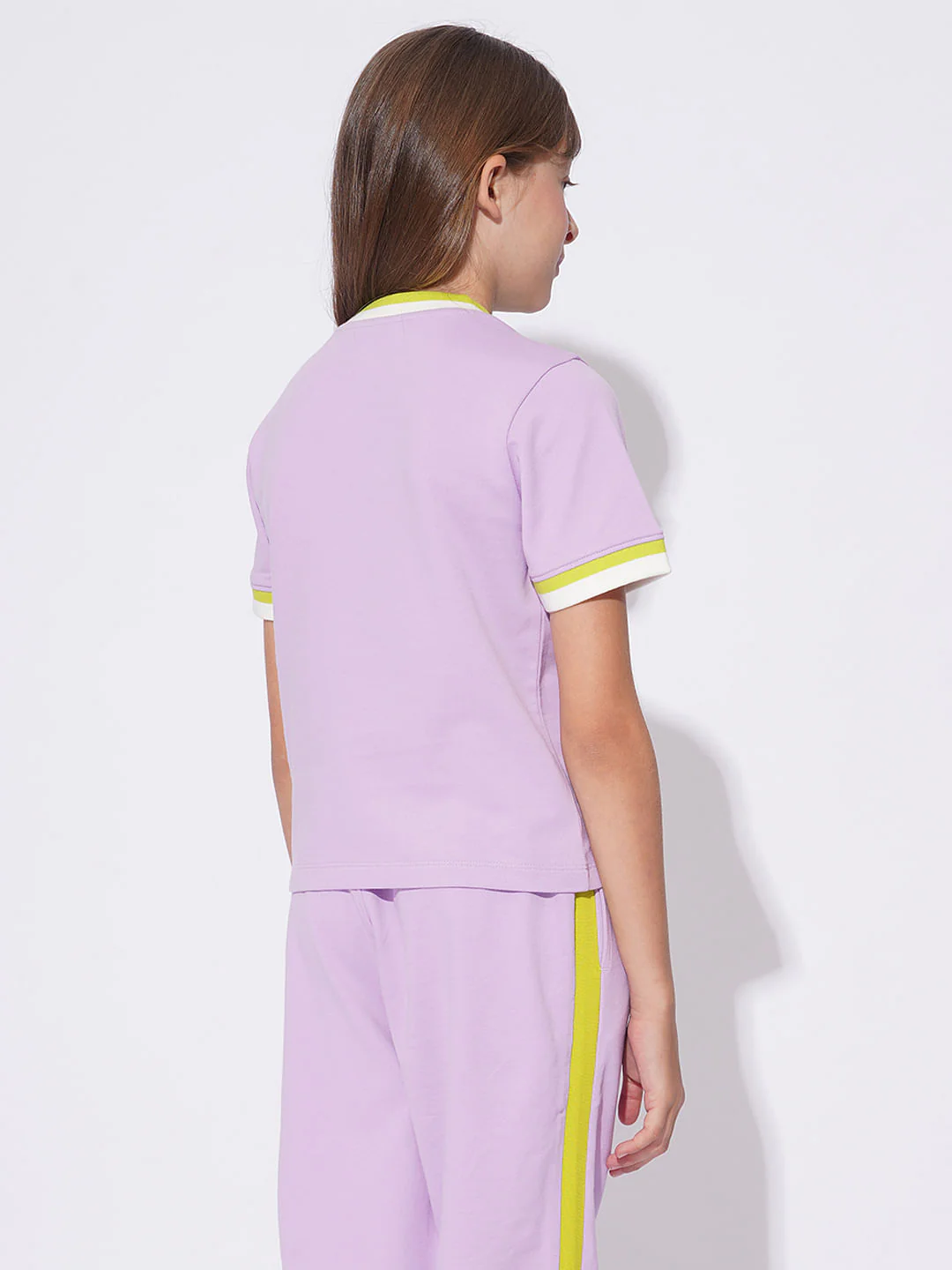 Girls Purple Co-Ord Set T-Shirt - Image 3
