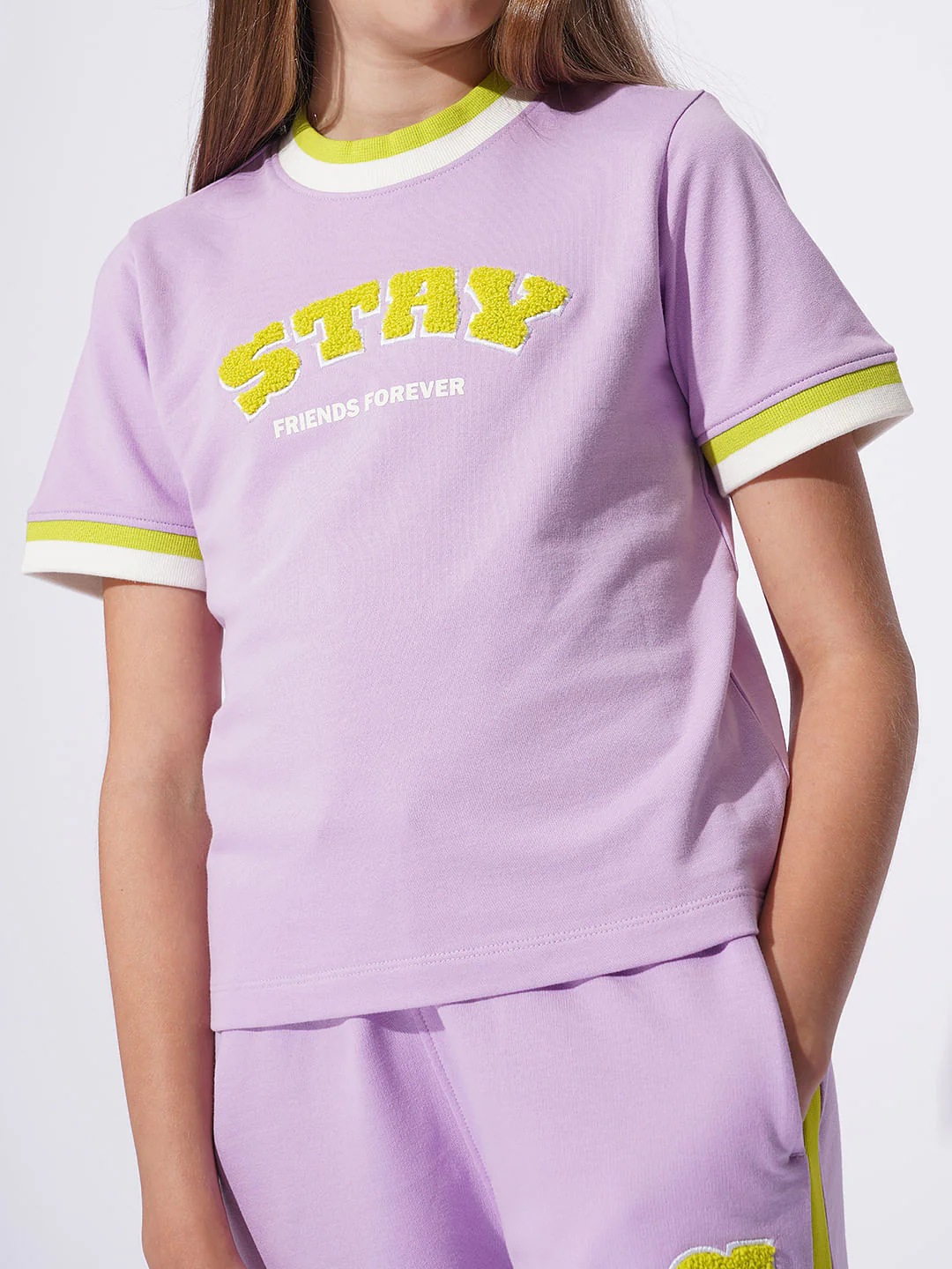 Girls Purple Co-Ord Set T-Shirt - Image 4