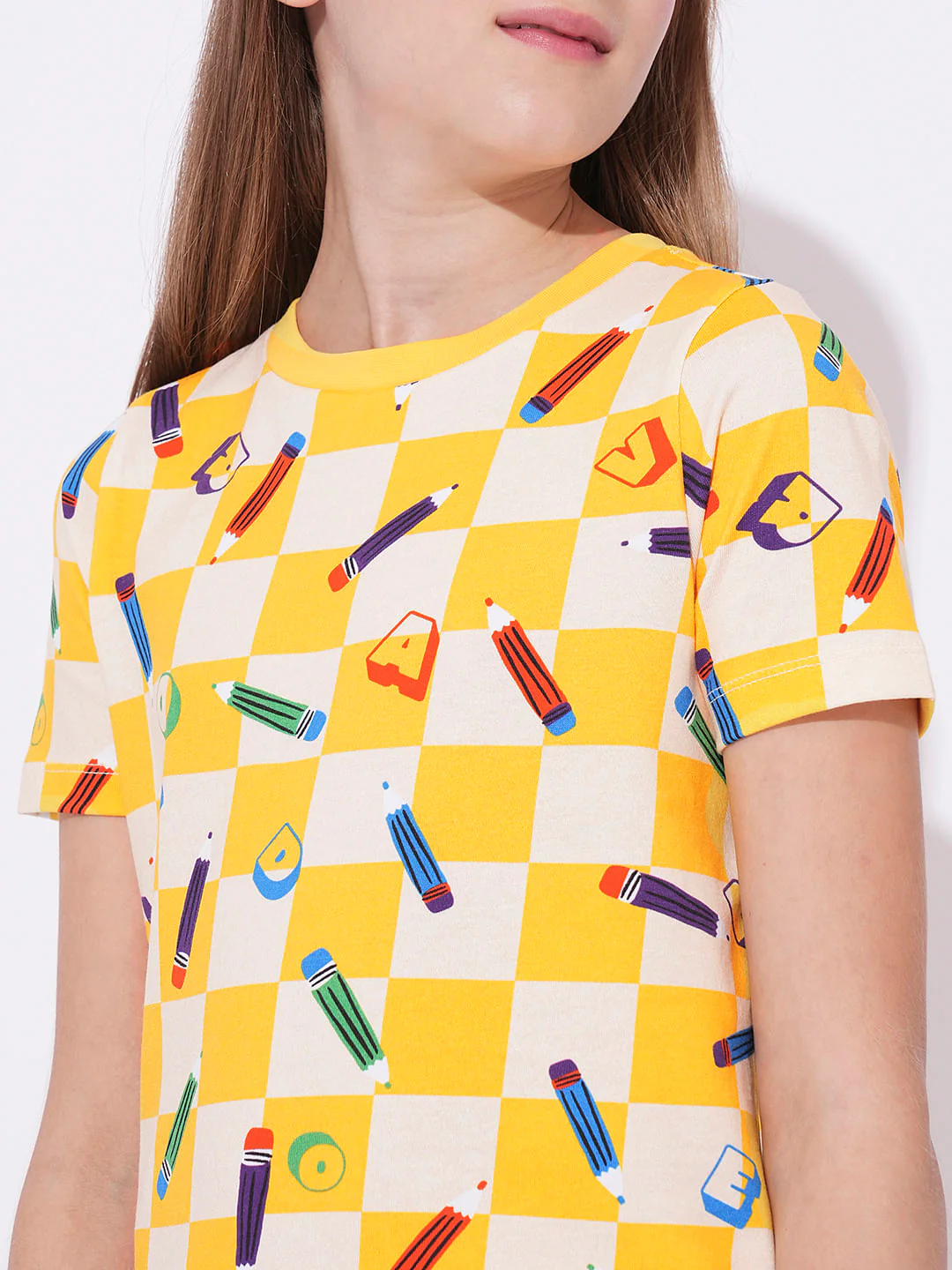 Girls Yellow Printed T-Shirt - Image 4