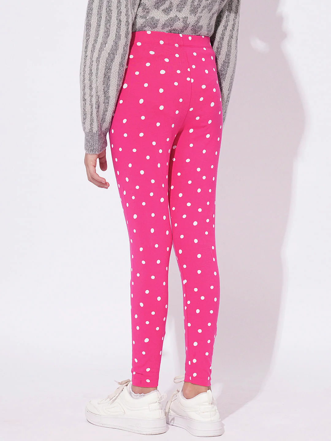 Girls Pink Polka Dot Leggings - Image 3