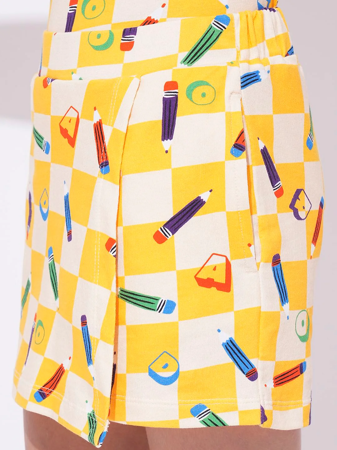Girls Yellow Printed Skort - Image 4