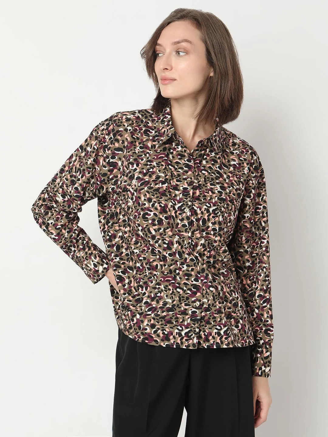 Olive Green Printed Shirt - Image 2