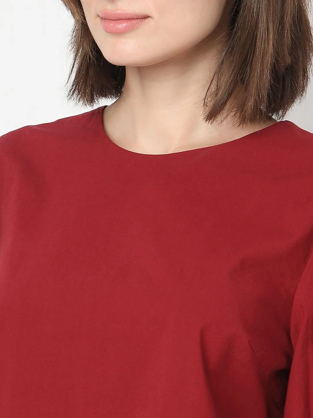 Dark Red Cut-Work Detail Top - Image 8