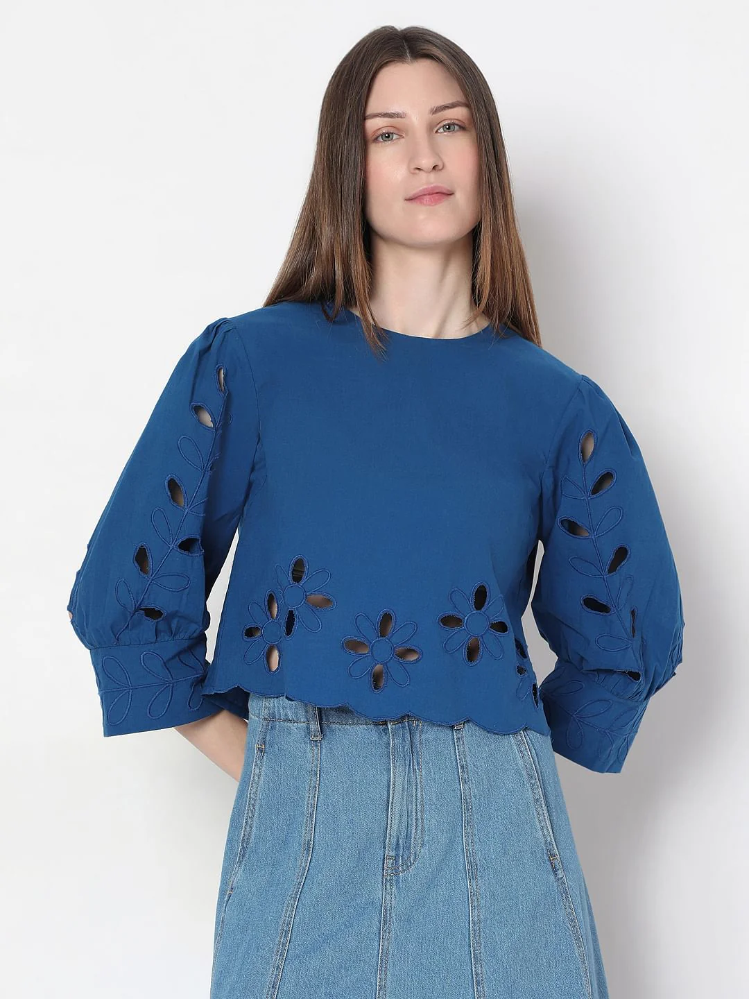 Blue Cut-Work Top - Image 2