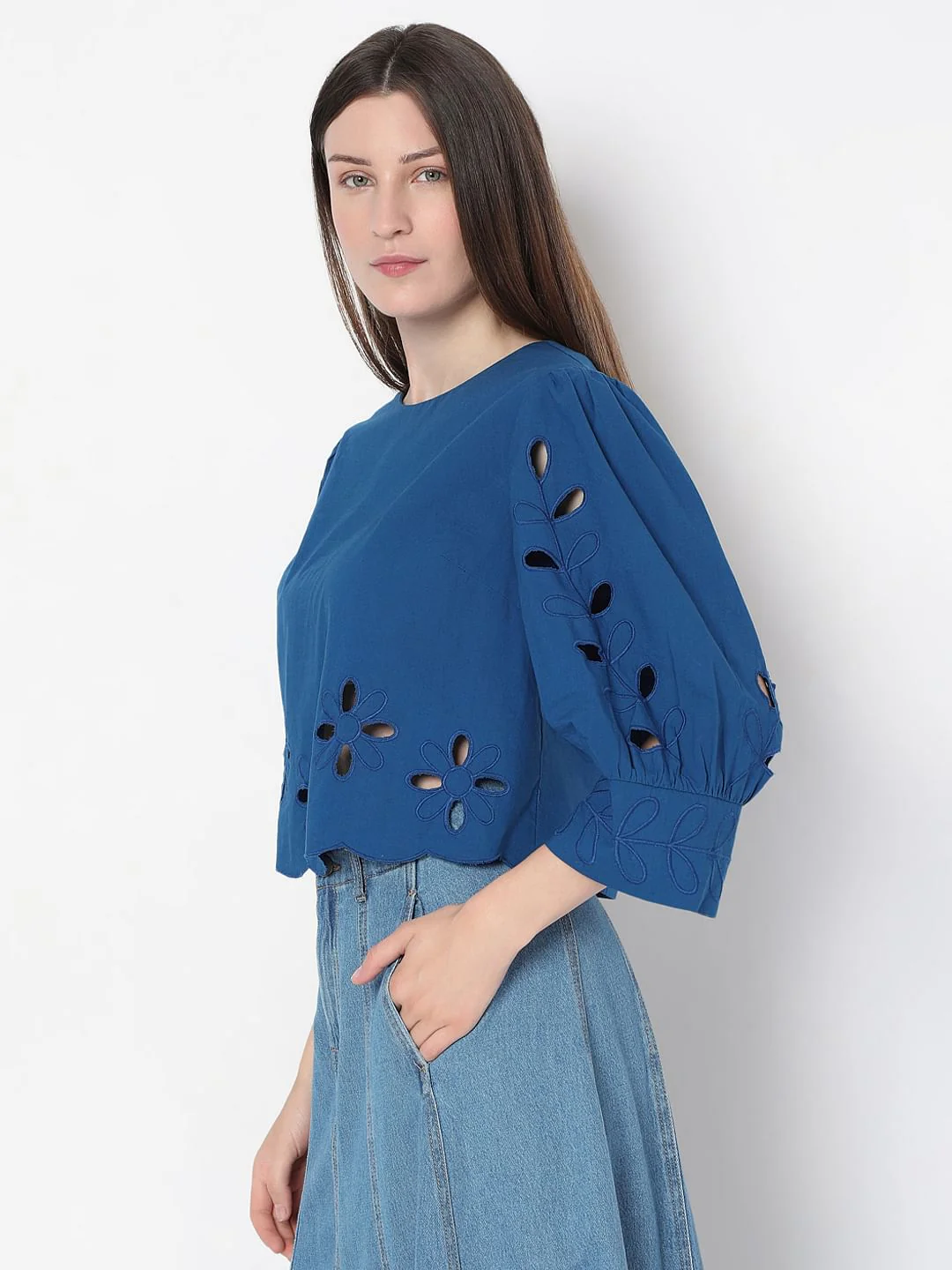 Blue Cut-Work Top - Image 3