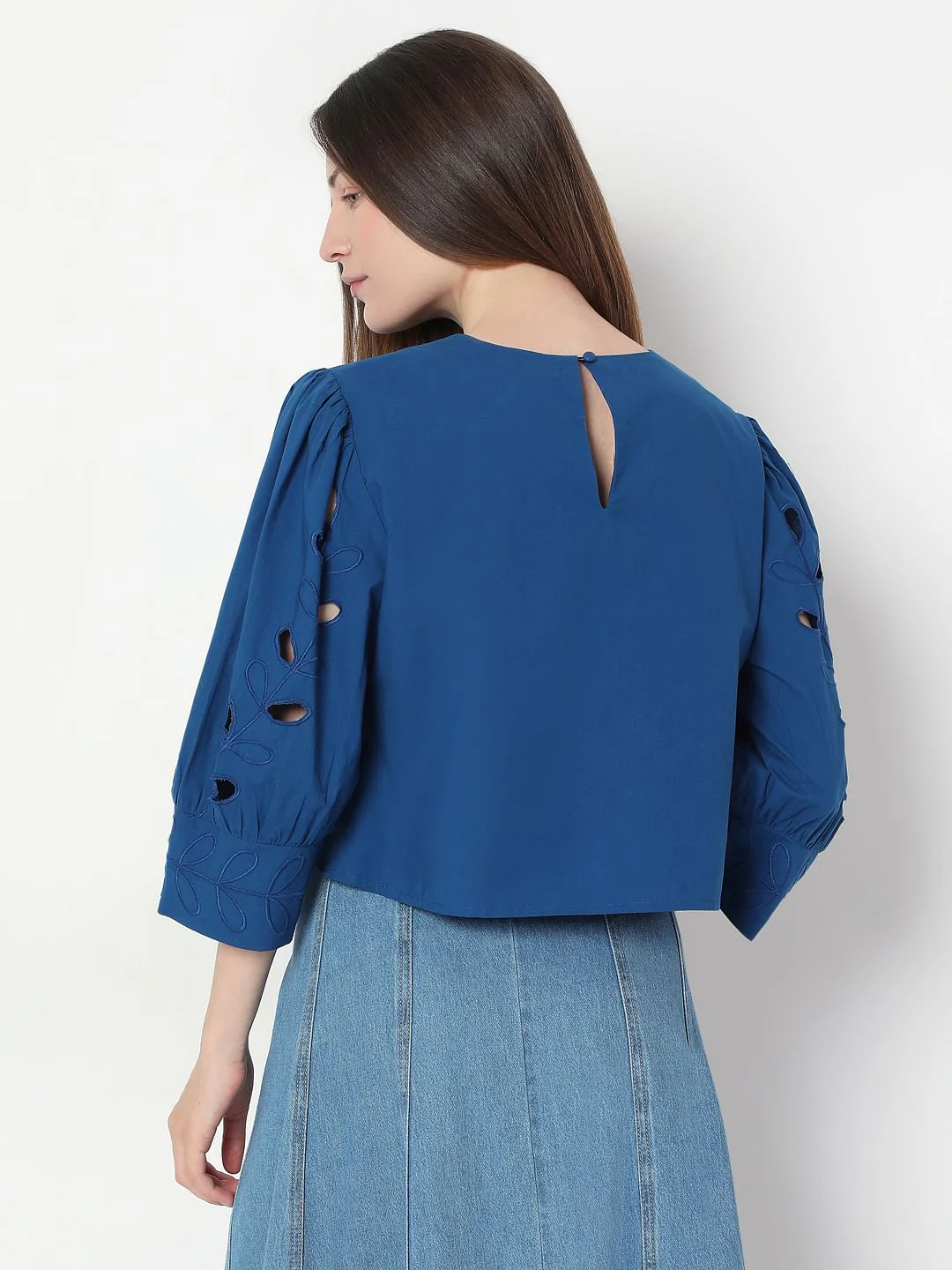 Blue Cut-Work Top - Image 4