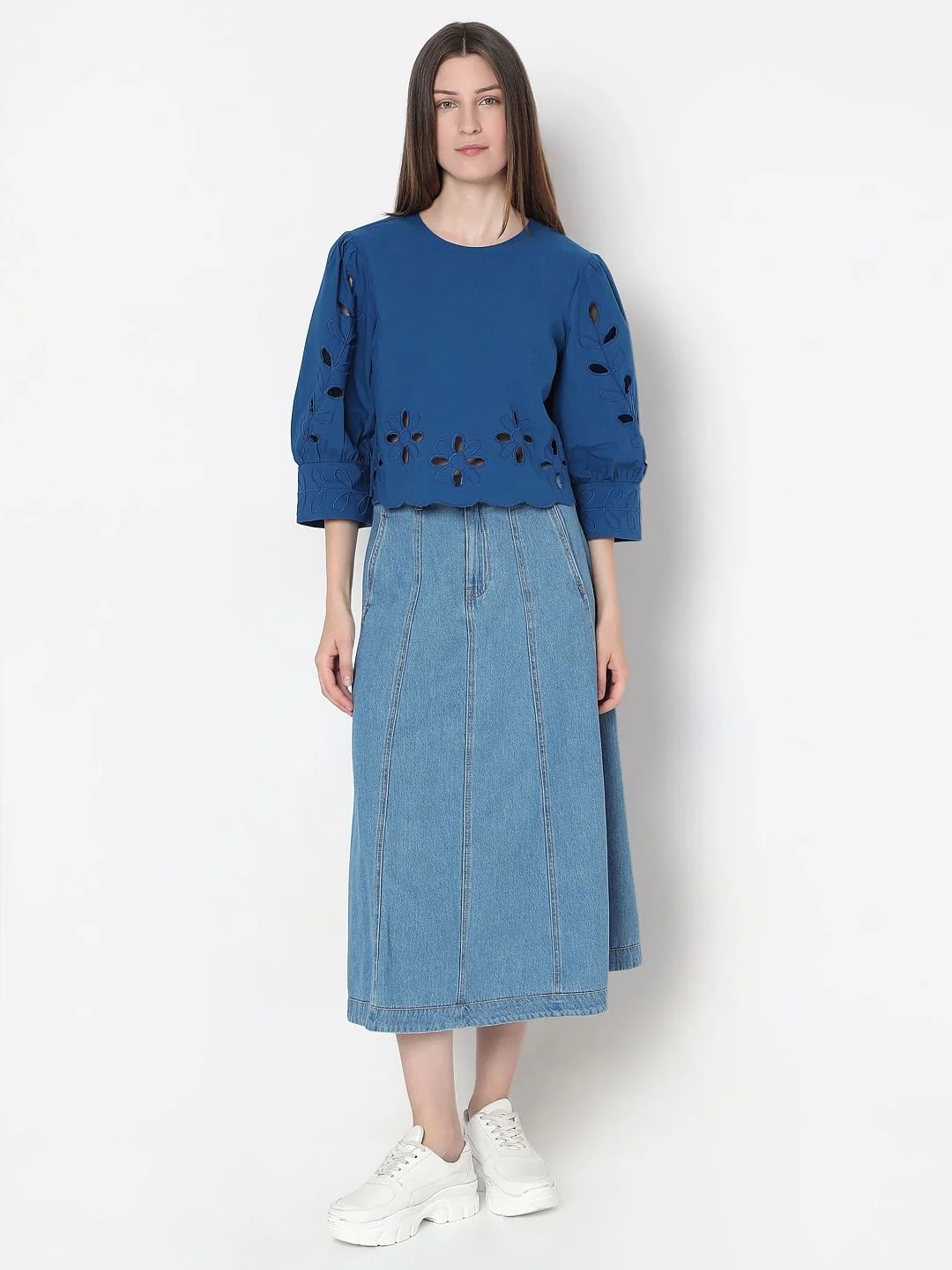 Blue Cut-Work Top - Image 5