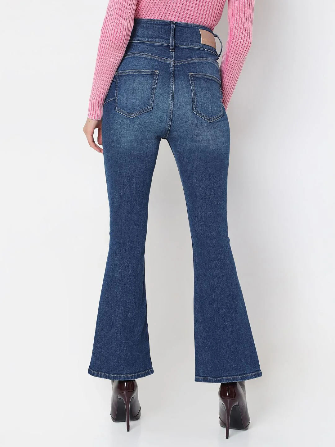 Blue Double Button Bootcut Jeans - Image 4