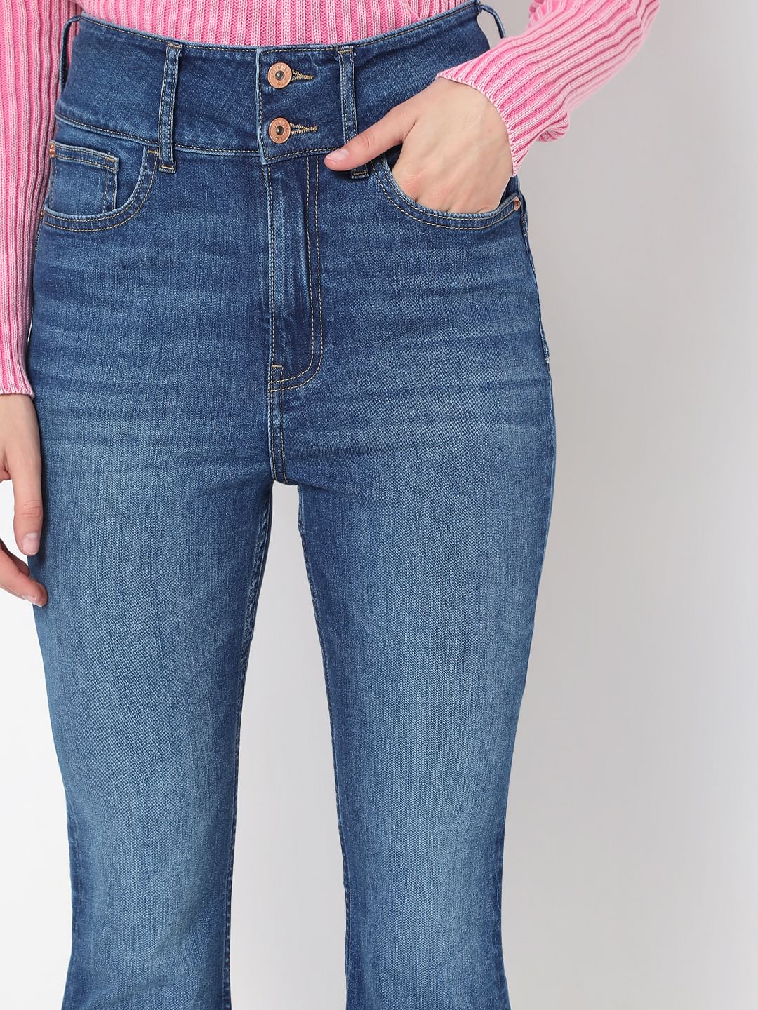 Blue Double Button Bootcut Jeans - Image 6