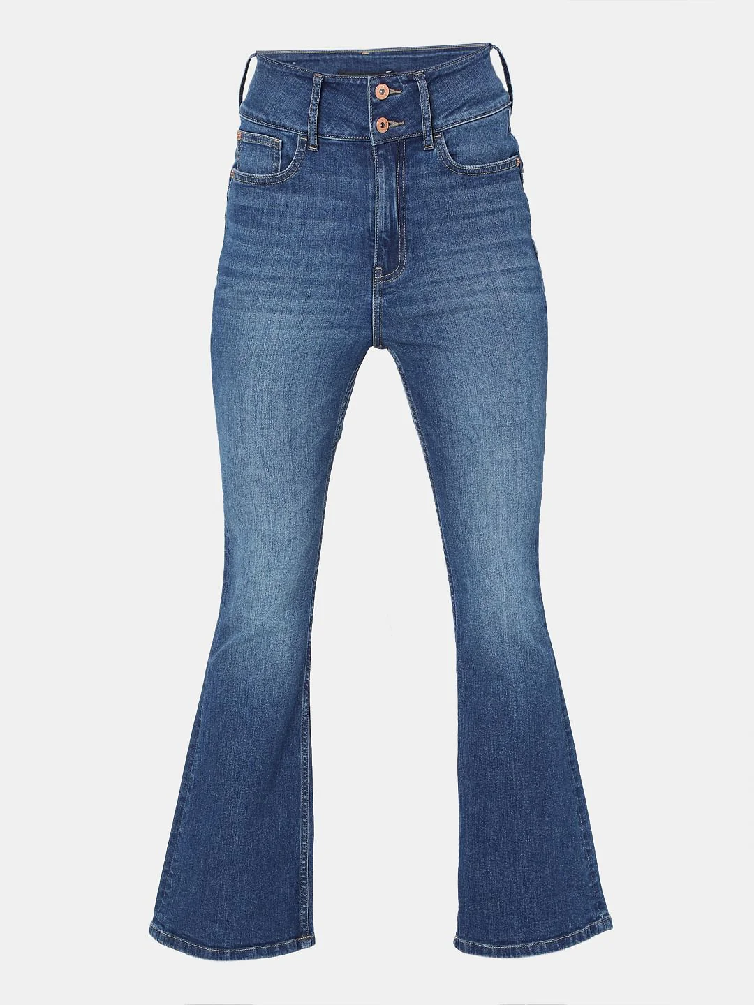 Blue Double Button Bootcut Jeans - Image 7
