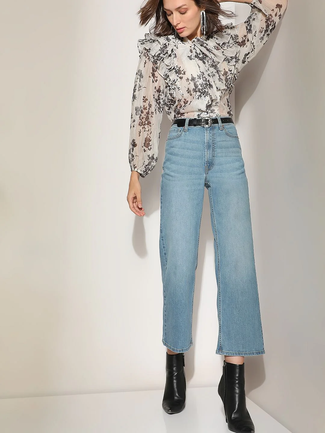 Light Blue High Rise Wide Leg Jeans