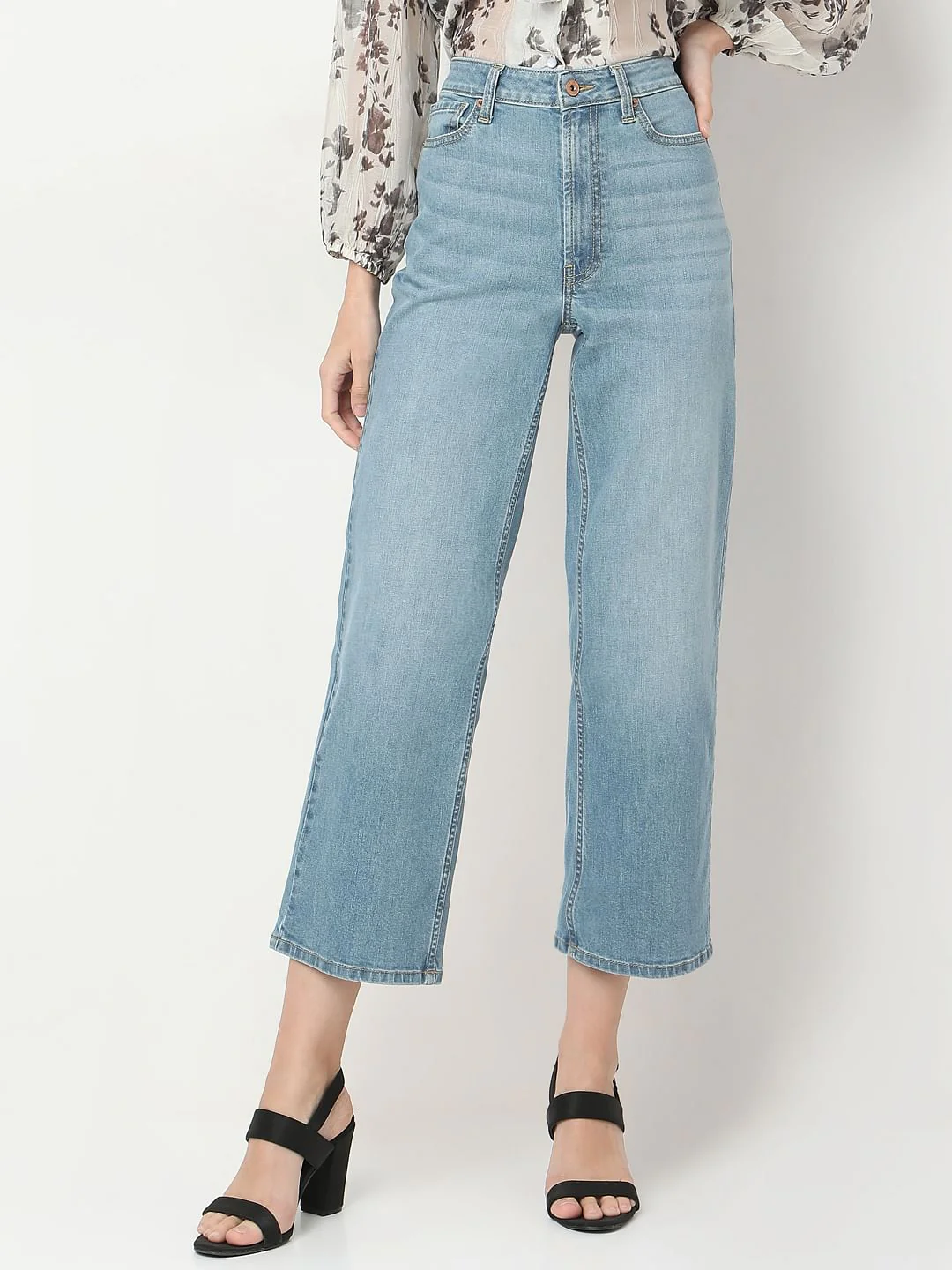 Light Blue High Rise Wide Leg Jeans - Image 2