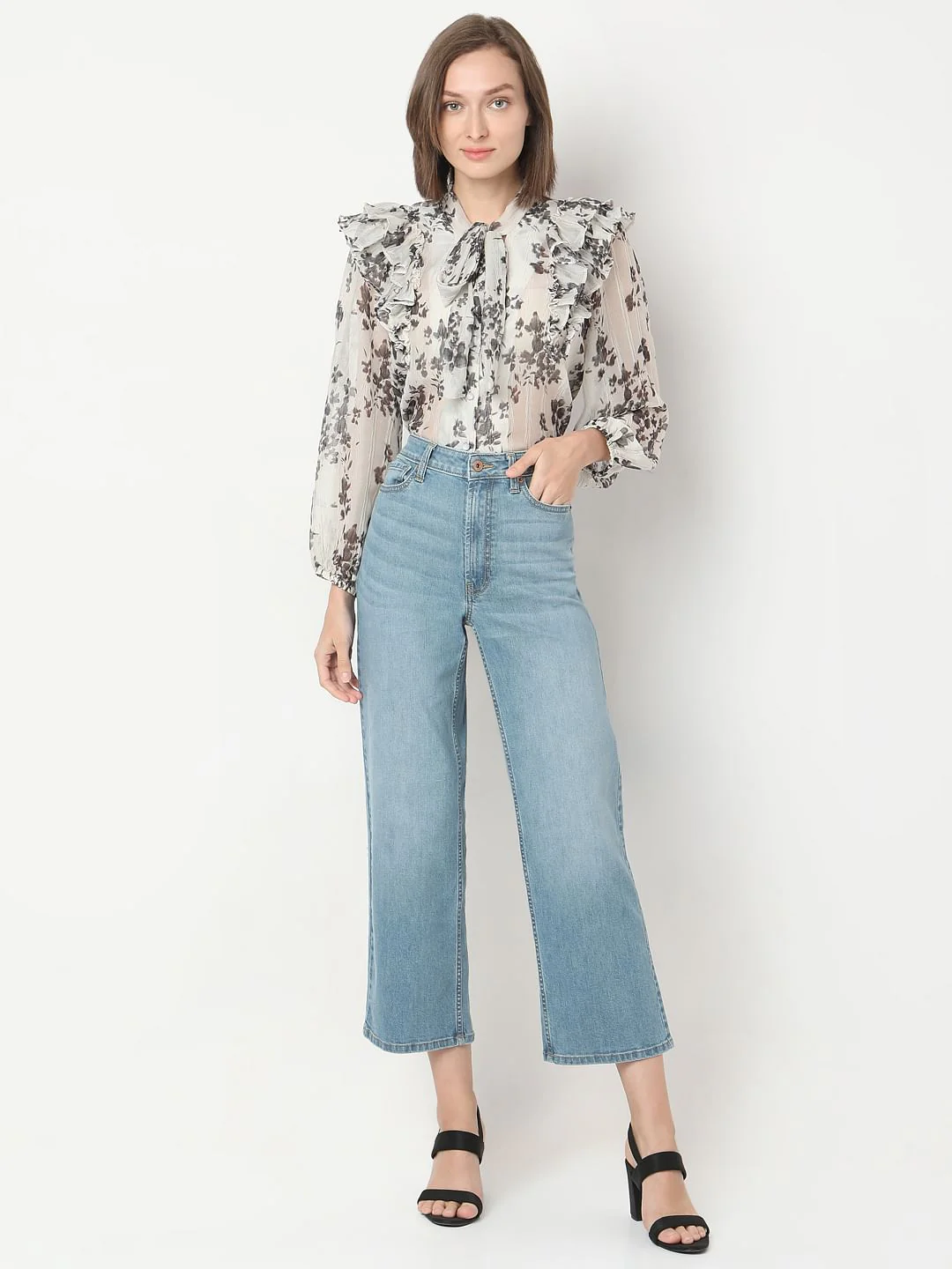 Light Blue High Rise Wide Leg Jeans - Image 5