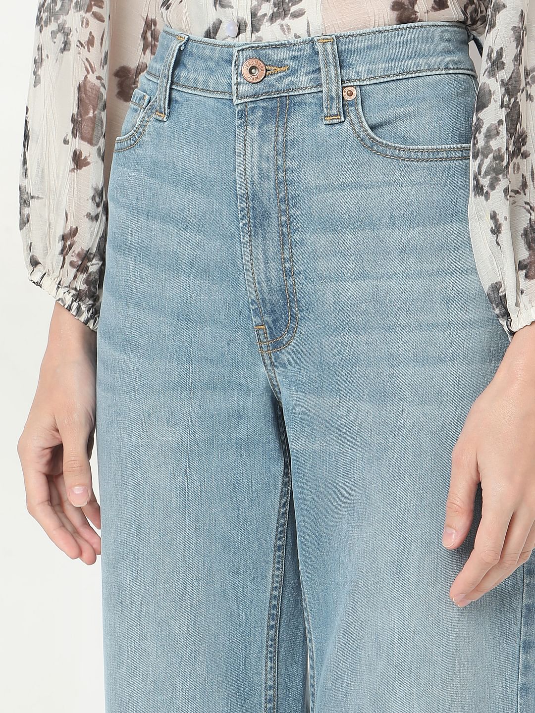 Light Blue High Rise Wide Leg Jeans - Image 8