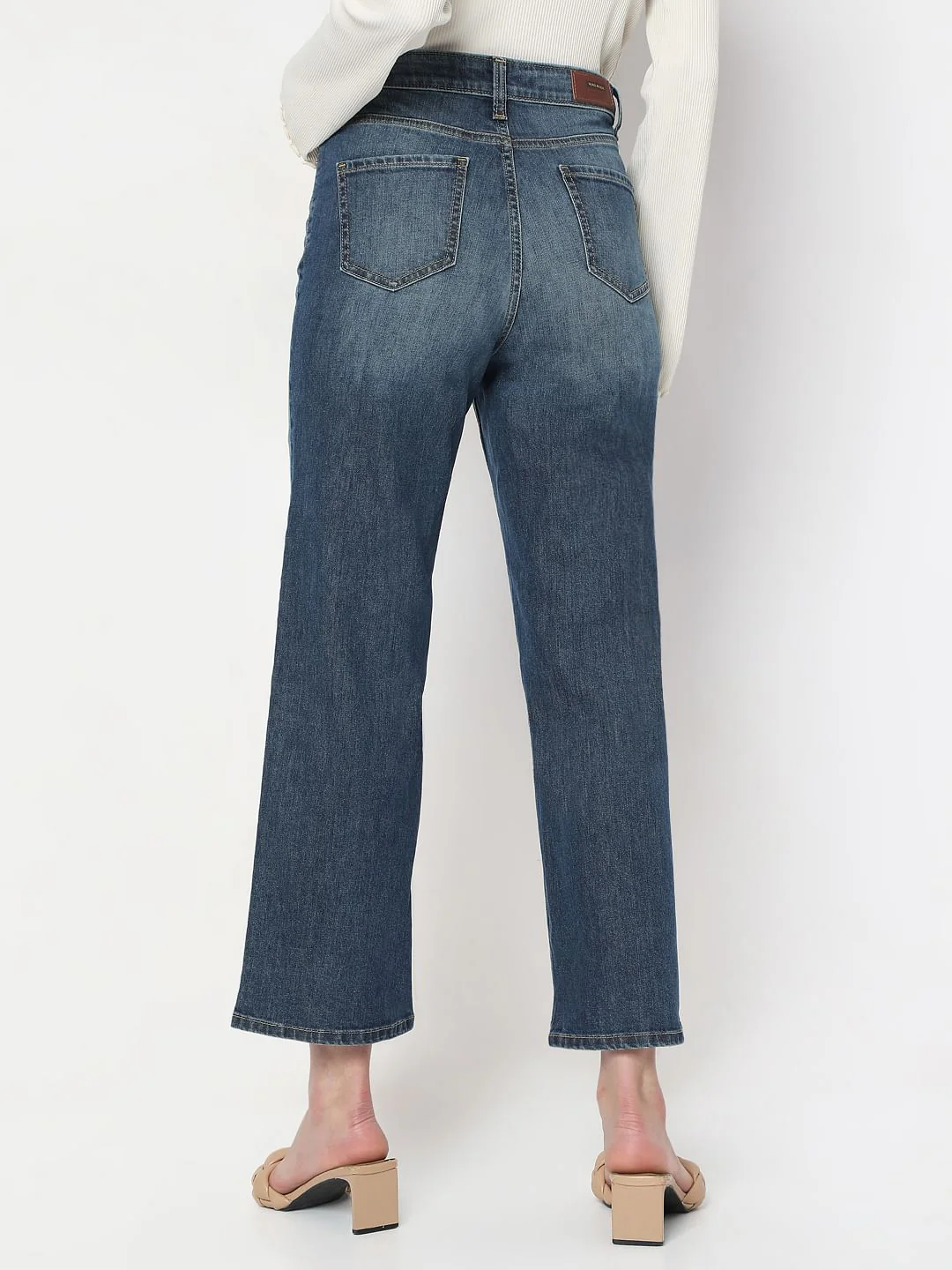 Blue High Rise Wide Leg Jeans - Image 4