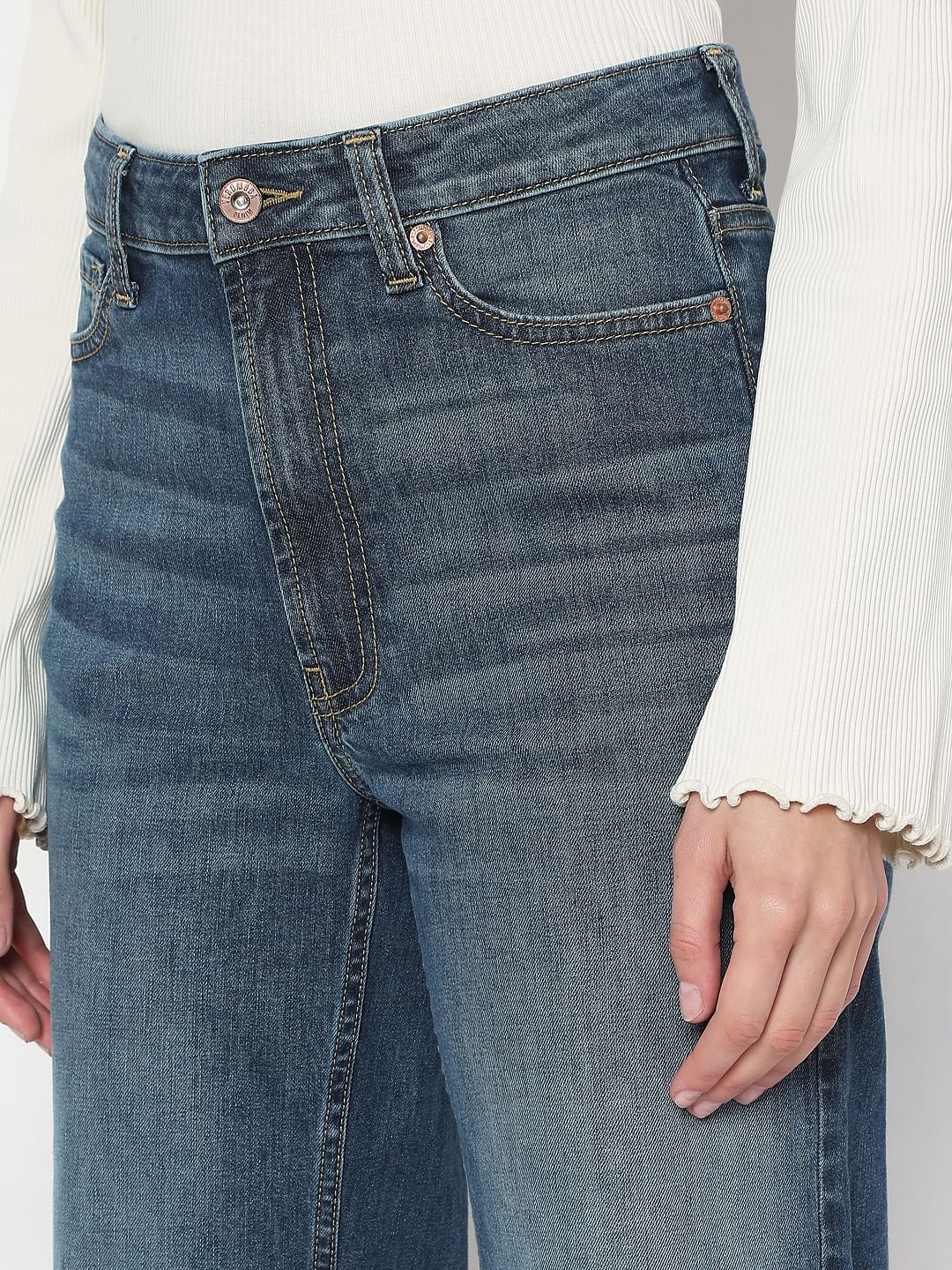 Blue High Rise Wide Leg Jeans - Image 8