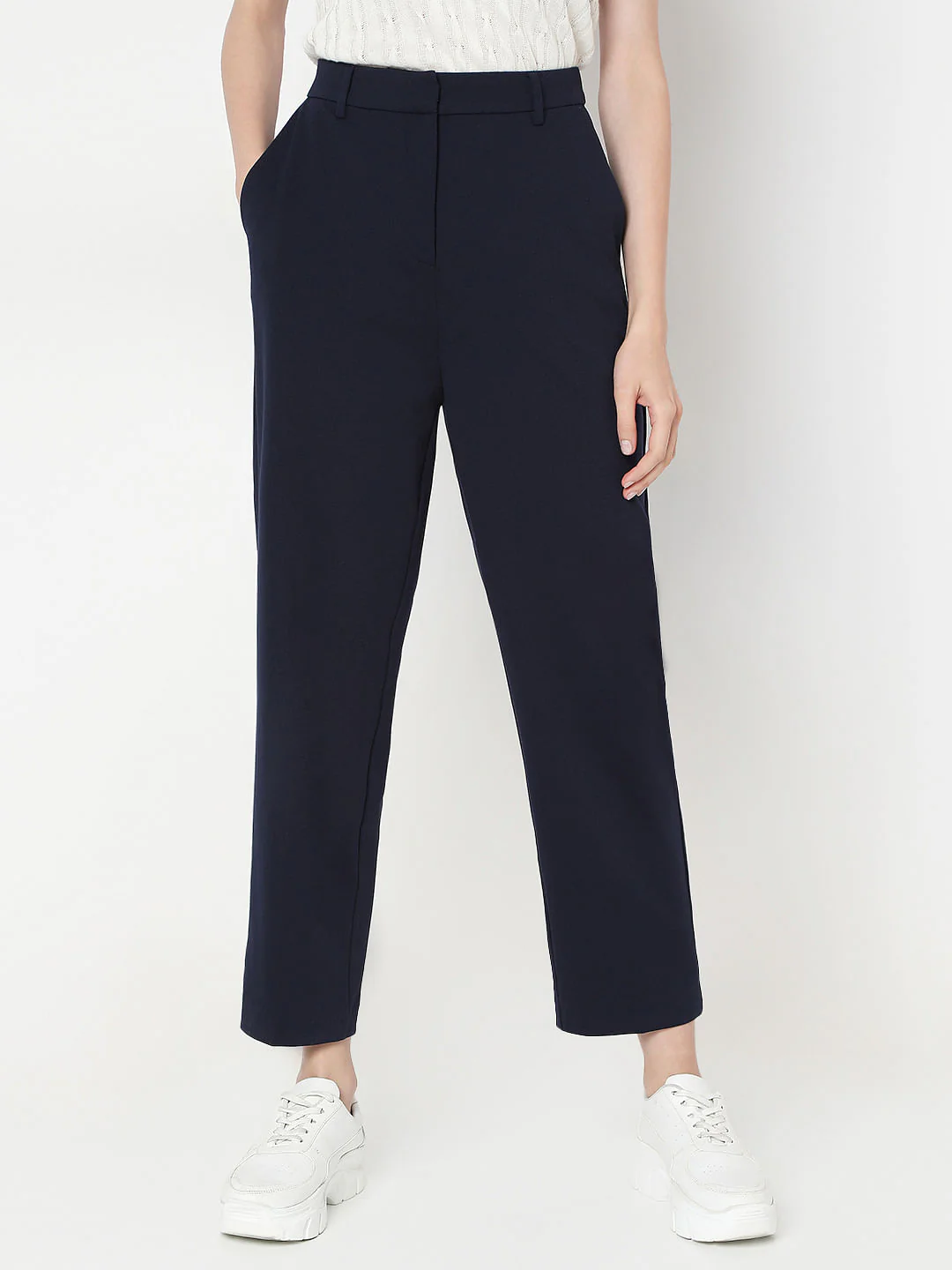 Navy Blue Co-Ord Set Tailored Trousers - Image 2